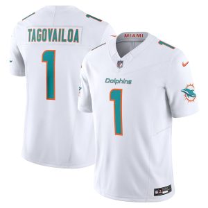 Gorgeous Miami Dolphins #1 Tua Tagovailoa Men's White Vapor F.U.S.E. Limited Jersey
