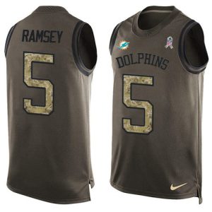 Finest Dolphins #5 Jalen Ramsey Green Men's Stitched NFL Limited Salute To Service Tank Top Jersey
