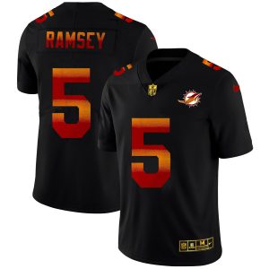 Outstanding Miami Dolphins #5 Jalen Ramsey Men's Black Red Orange Stripe Vapor Limited NFL Jersey