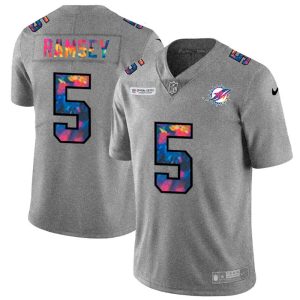 Superior Miami Dolphins #5 Jalen Ramsey Men's Multi-Color 2020 NFL Crucial Catch NFL Jersey Greyheather
