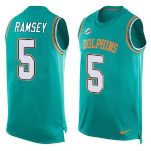 Gorgeous Dolphins #5 Jalen Ramsey Aqua Green Team Color Men's Stitched NFL Limited Tank Top Jersey