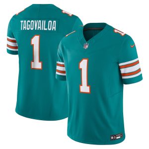 High quality Miami Dolphins #1 Tua Tagovailoa Men's Aqua Vapor F.U.S.E. Limited Jersey