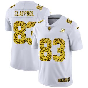 High quality Miami Dolphins #83 Chase Claypool Men's Flocked Leopard Print Vapor Limited NFL Jersey White
