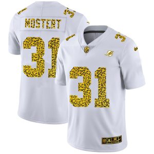 Marvelous Miami Dolphins #31 Raheem Mostert Men's Flocked Leopard Print Vapor Limited NFL Jersey White