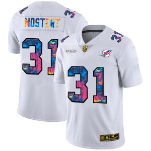 Exquisite Miami Dolphins #31 Raheem Mostert Men's White Multi-Color 2020 NFL Crucial Catch Limited NFL Jersey