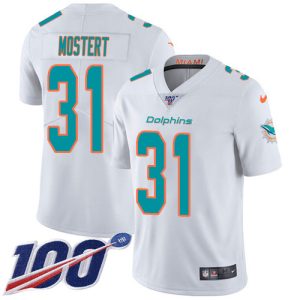 Exceptional Dolphins #31 Raheem Mostert White Men's Stitched NFL 100th Season Vapor Limited Jersey