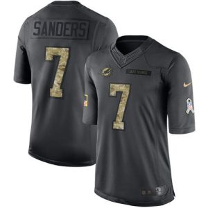 Gorgeous Dolphins #7 Jason Sanders Black Men's Stitched NFL Limited 2016 Salute to Service Jersey