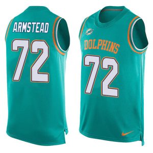 Finest Dolphins #72 Terron Armstead Aqua Green Team Color Men's Stitched NFL Limited Tank Top Jersey