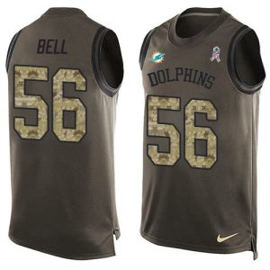 Exceptional Dolphins #56 Quinton Bell Green Men's Stitched NFL Limited Salute To Service Tank Top Jersey