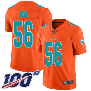 Exceptional Dolphins #56 Quinton Bell Orange Men's Stitched NFL Limited Inverted Legend 100th Season Jersey