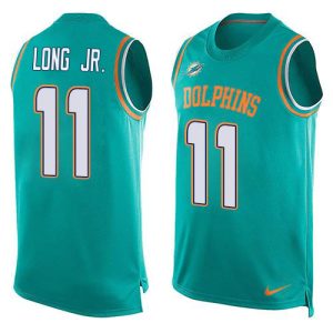 Premium Dolphins #11 David Long Jr. Aqua Green Team Color Men's Stitched NFL Limited Tank Top Jersey