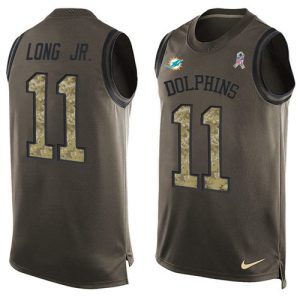 Marvelous Dolphins #11 David Long Jr. Green Men's Stitched NFL Limited Salute To Service Tank Top Jersey