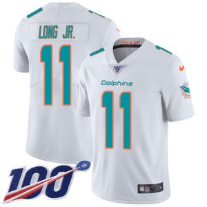 Exceptional Dolphins #11 David Long Jr. White Men's Stitched NFL 100th Season Vapor Limited Jersey